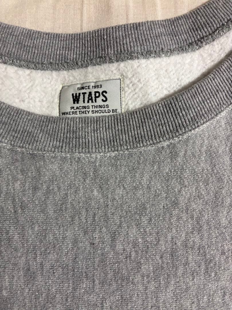 WTAPS ロゴプリント クルーネックトレーナー　スウェットグレー裏起毛