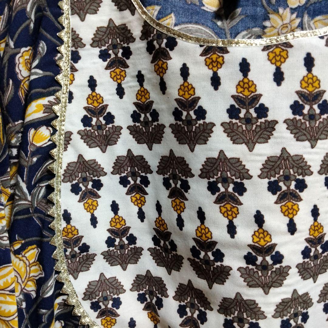 ◎専用◎インド民族衣装 アナルカリクルタセット ネイビー×総花柄【53A-45】