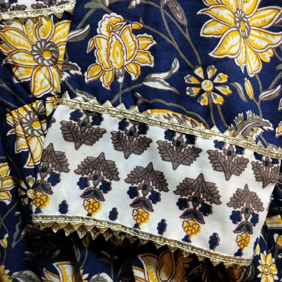 ◎専用◎インド民族衣装 アナルカリクルタセット ネイビー×総花柄【53A-45】