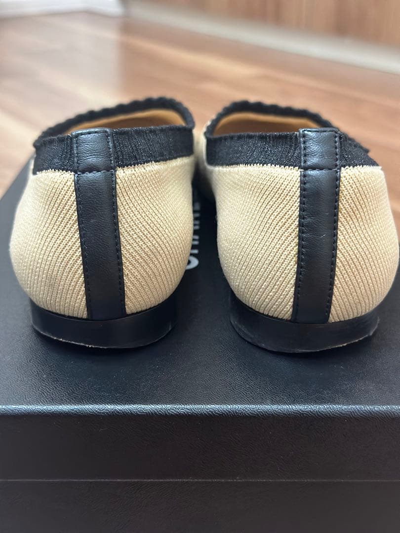 ★ぶン★CHANEL バレーシューズ　フラット　ベージュ　黒　サイズ37