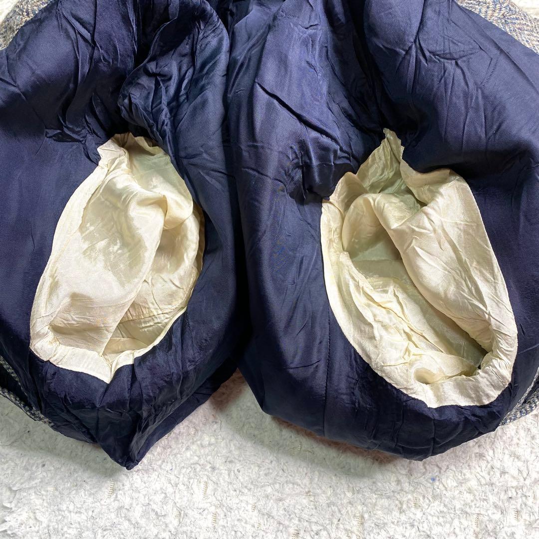 良品✨ハリスツイード テーラード くるみボタン ヘリンボーン L グレー