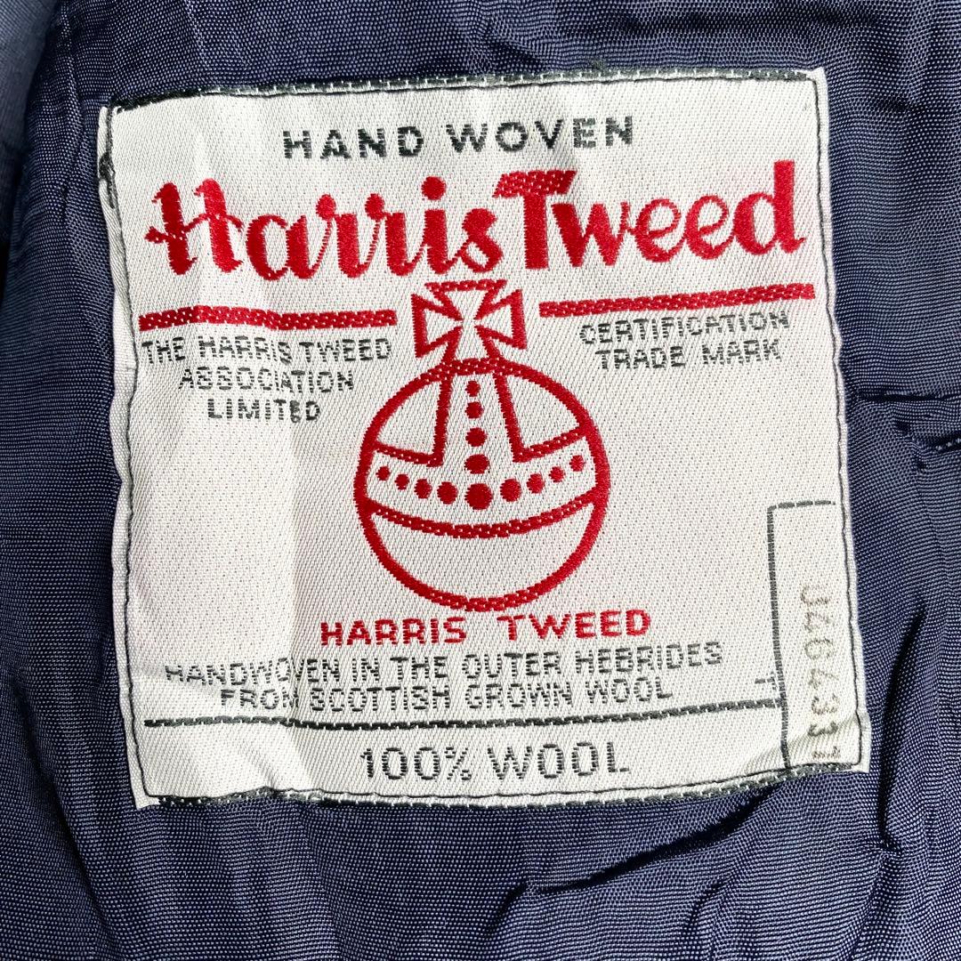 良品✨ハリスツイード テーラード くるみボタン ヘリンボーン L グレー