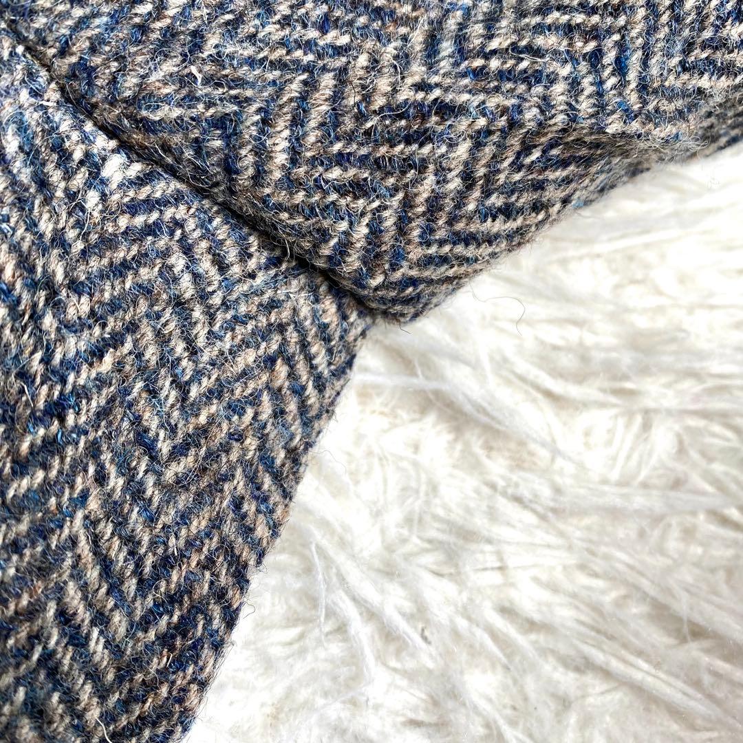 良品✨ハリスツイード テーラード くるみボタン ヘリンボーン L グレー