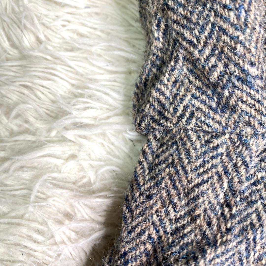 良品✨ハリスツイード テーラード くるみボタン ヘリンボーン L グレー