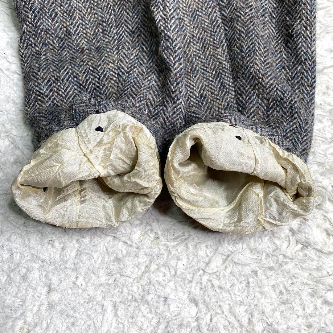 良品✨ハリスツイード テーラード くるみボタン ヘリンボーン L グレー