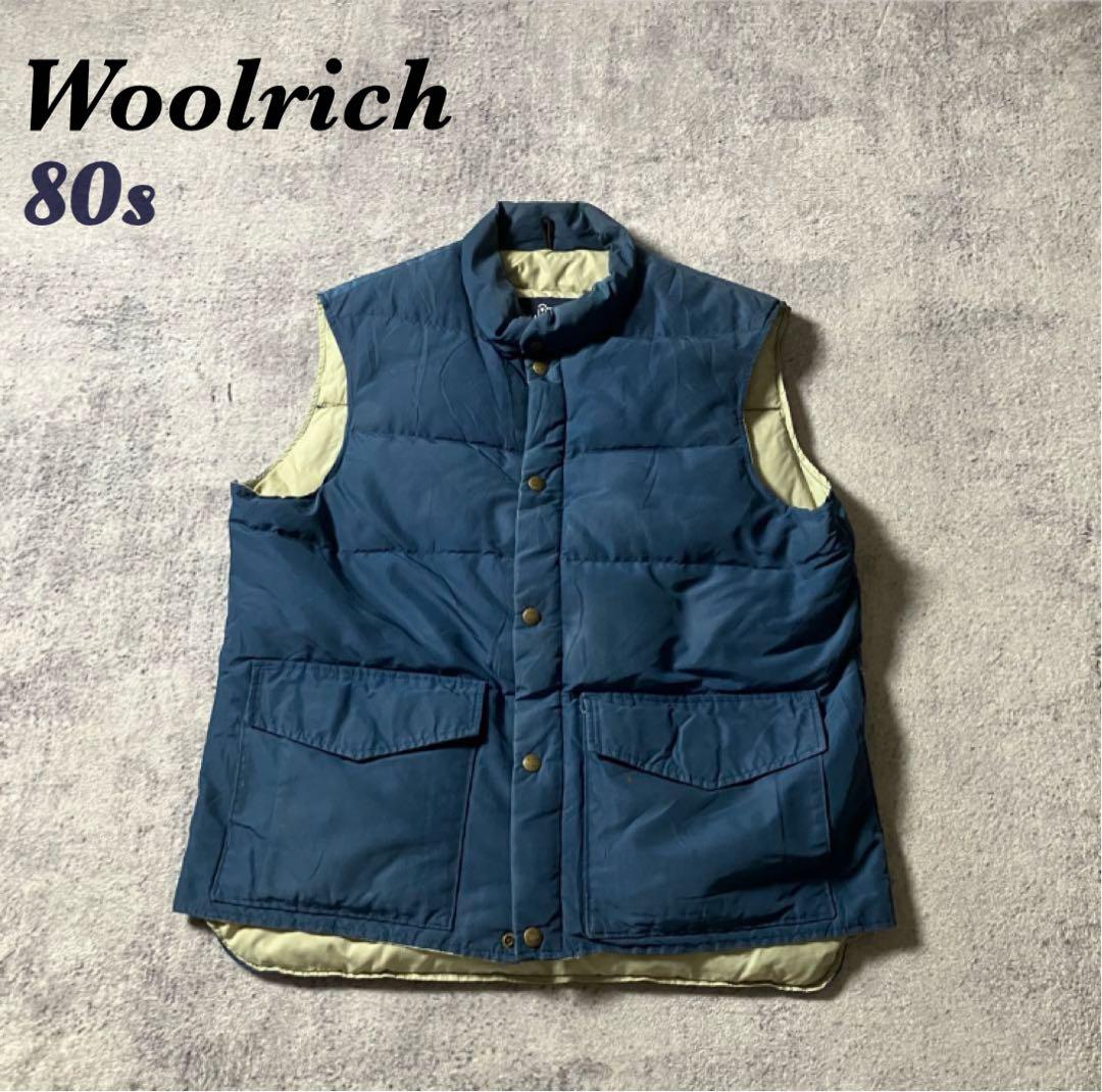 80sWoolrichウールリッチダウンベストUSA製ネイビー