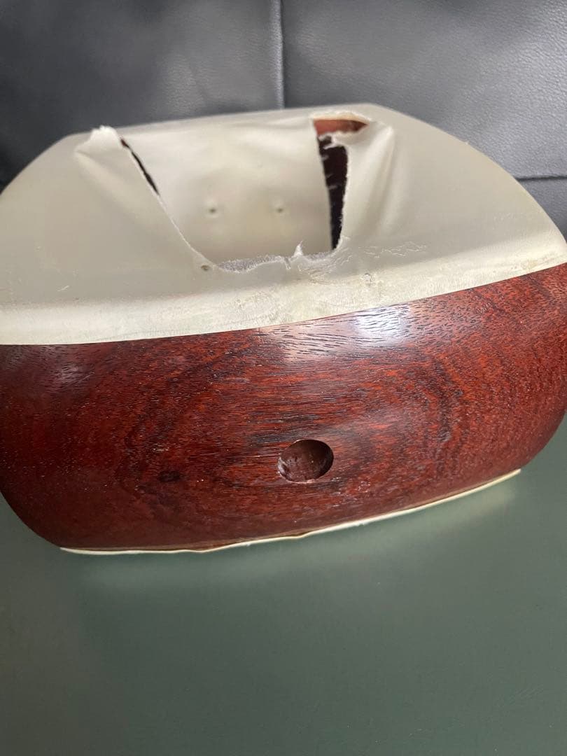 三味線 紅木子持綾杉金細 二枚溝極上天然素材 バチケース付き　糸巻バチ天然素材