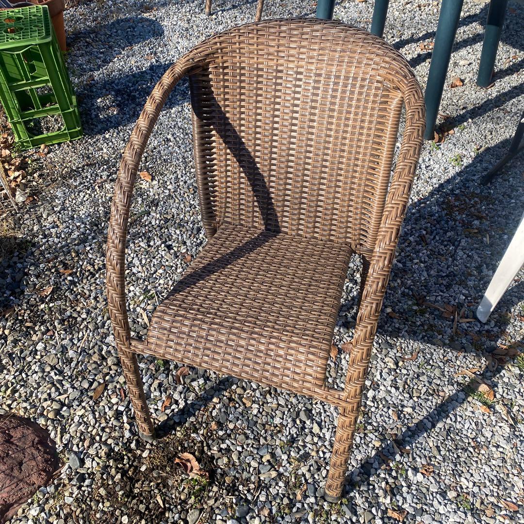 bell chaise ベルチェアー　ブラウンラタン風アームチェア2脚セット