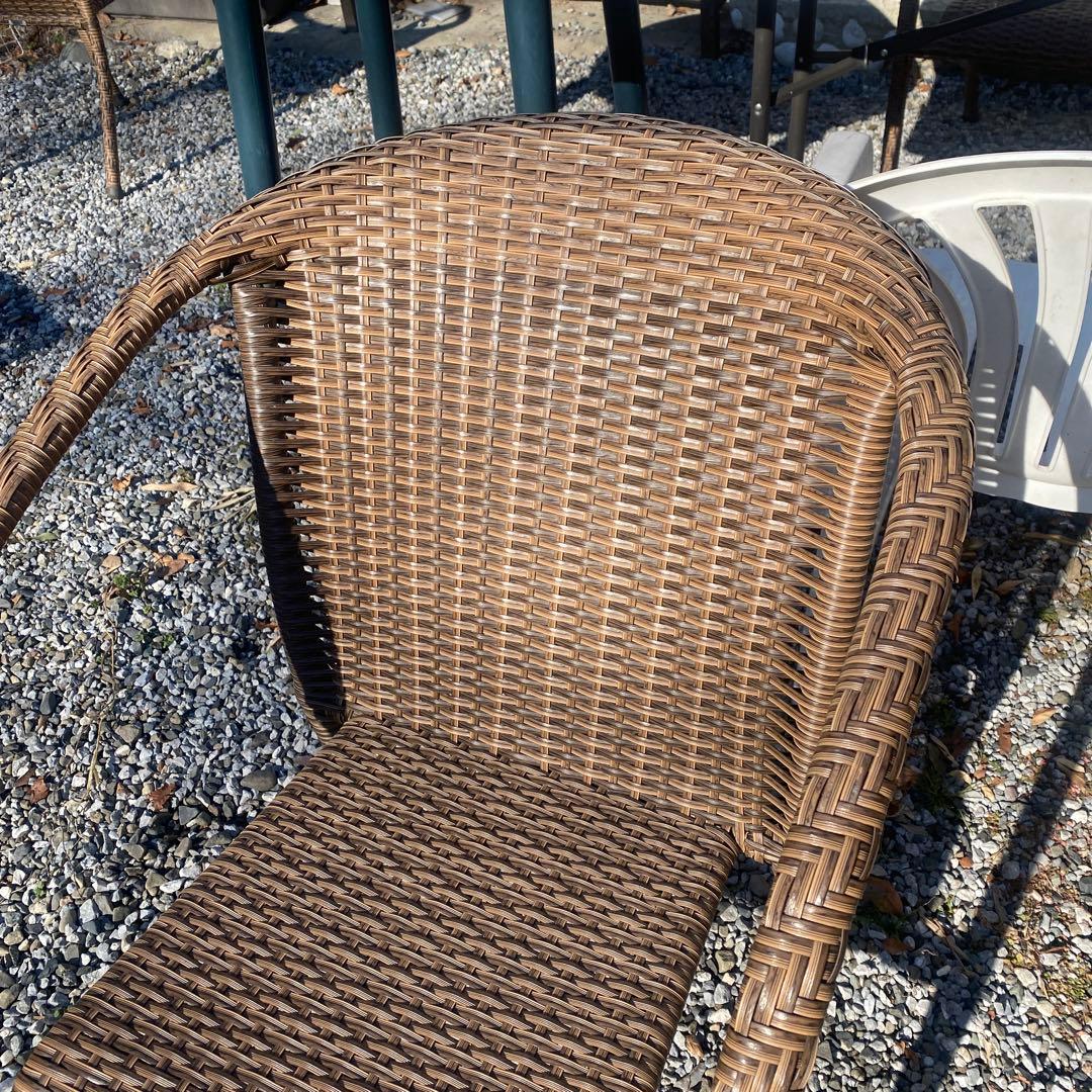 bell chaise ベルチェアー　ブラウンラタン風アームチェア2脚セット