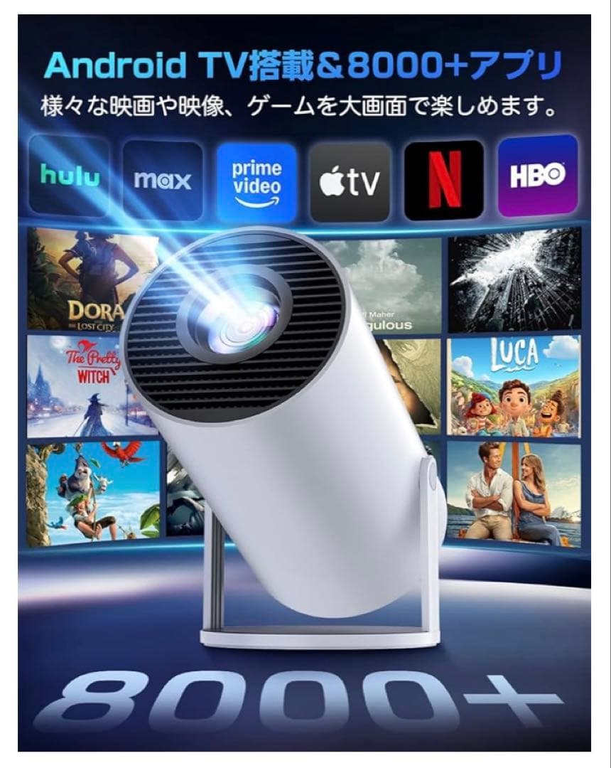 270度回転 自動補正 ホワイトプロジェクター 本体