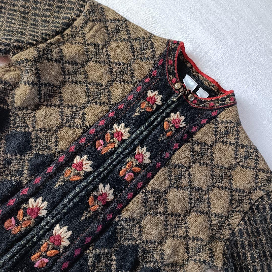 90s シェットランドウール ノルディック柄 ジップカーディガン