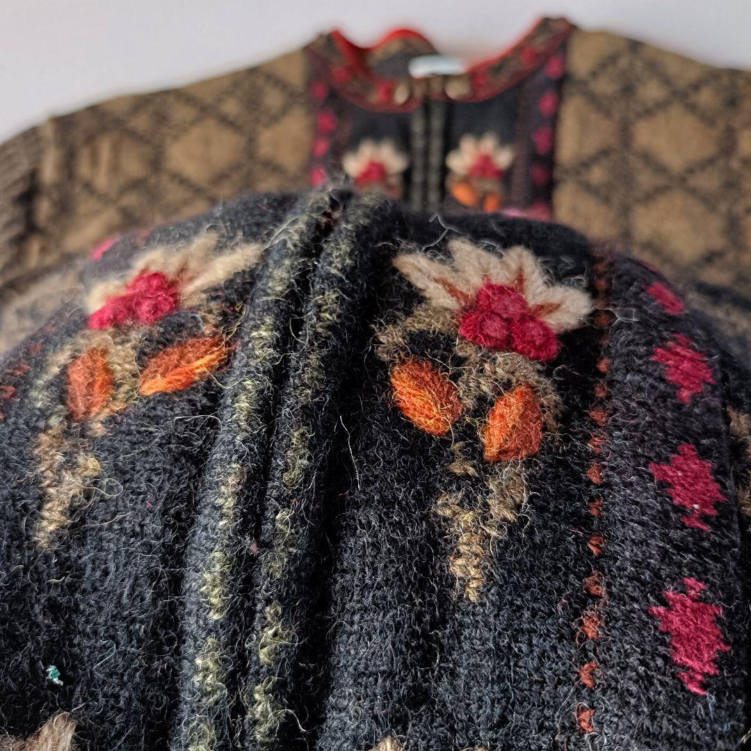 90s シェットランドウール ノルディック柄 ジップカーディガン