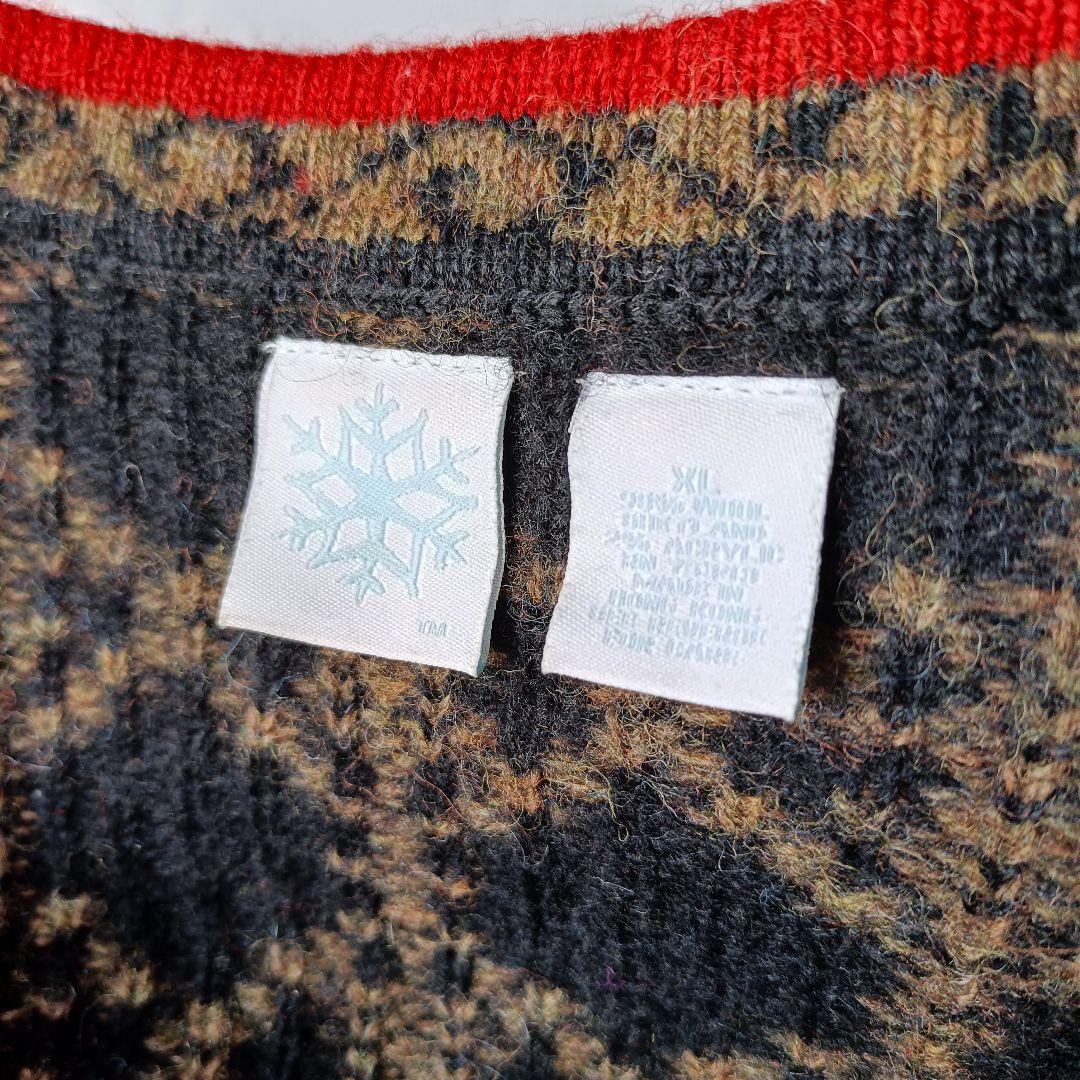 90s シェットランドウール ノルディック柄 ジップカーディガン