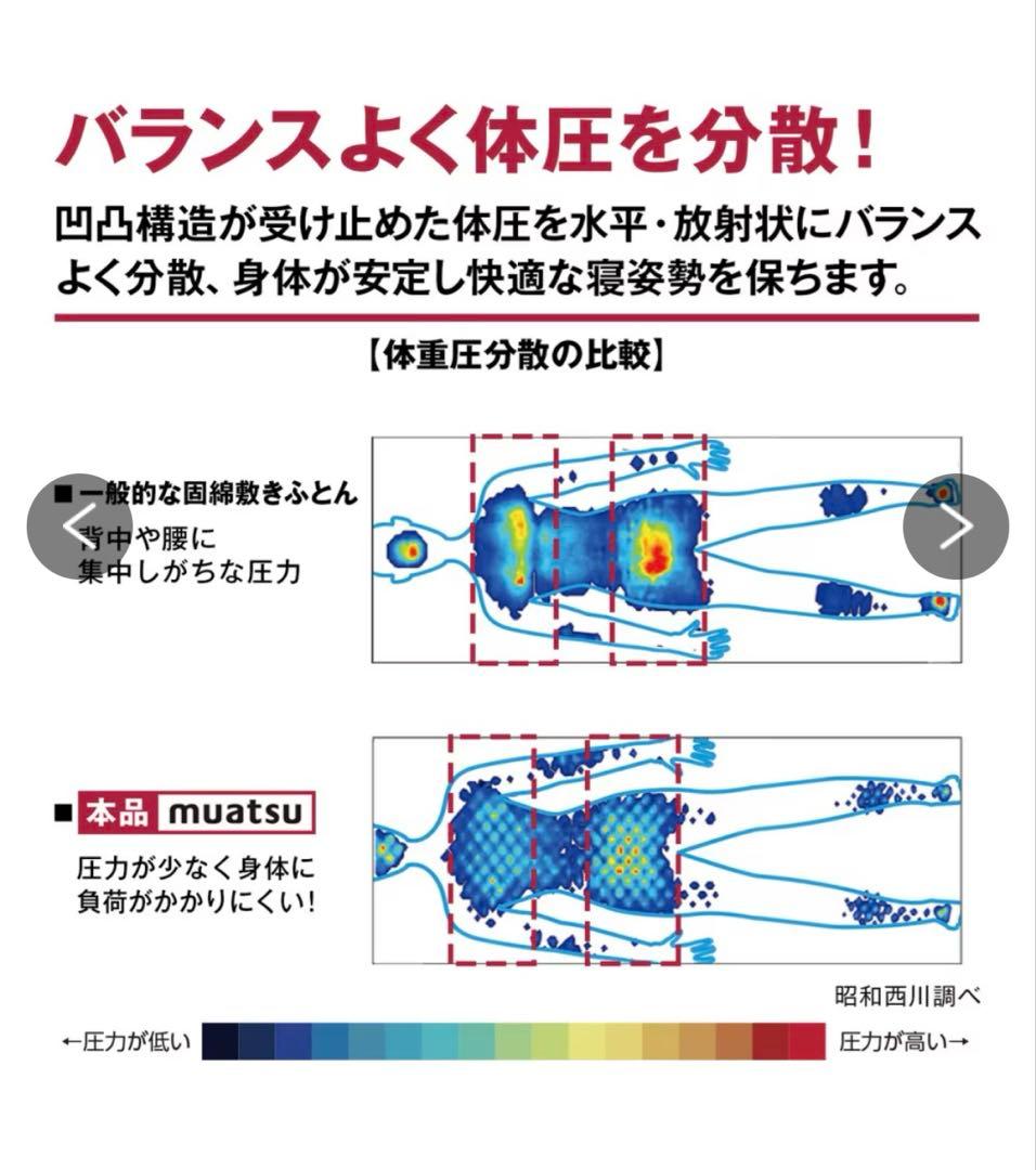 【美品】ムアツ マットレス アコハード　シングル　三つ折り　グレー