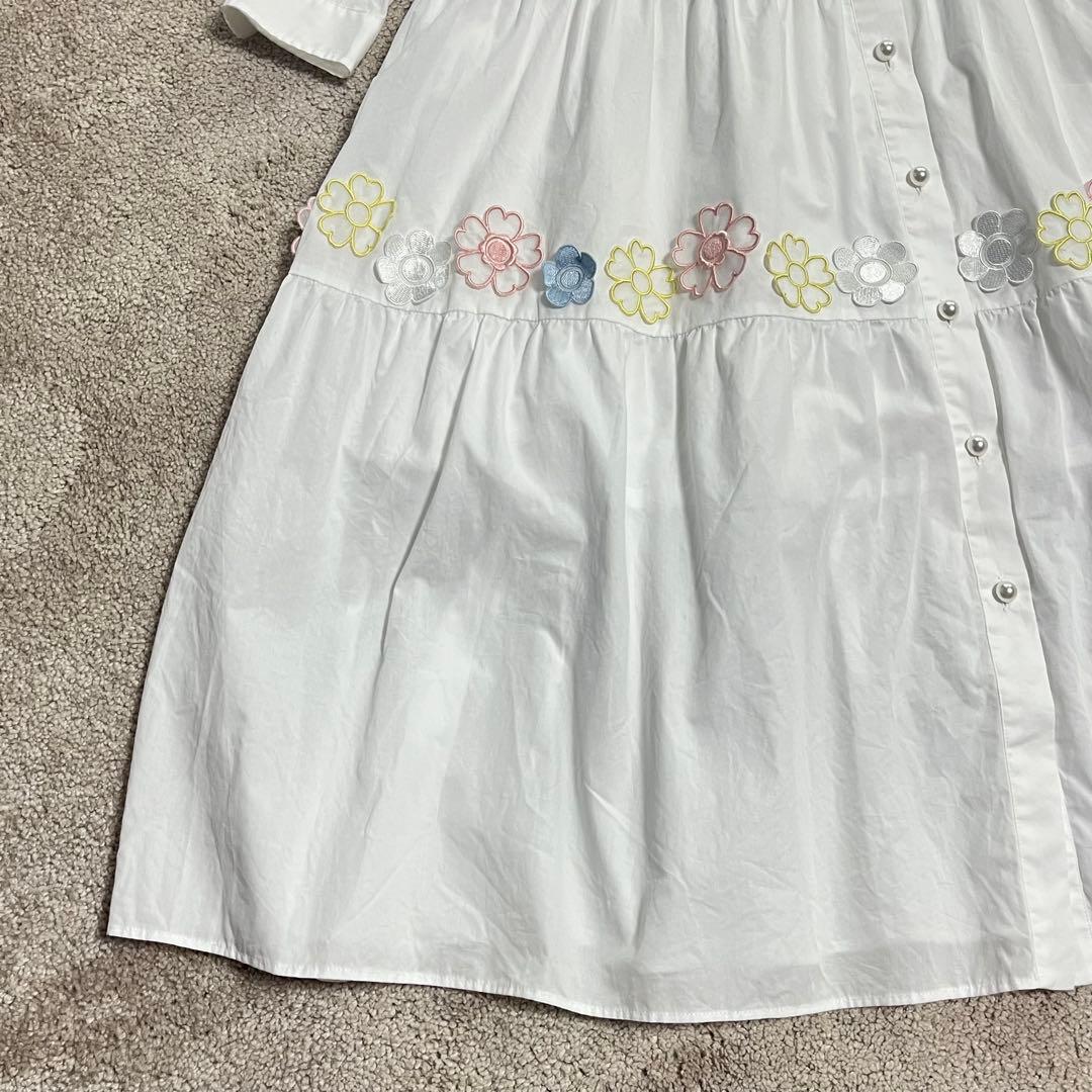 新品タグ付 千葉由佳✕Chesty フラワーレースシャツワンピース 白　サイズ1