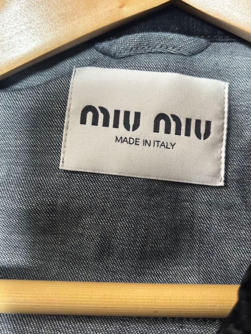 Miu Miu フロック加工 シャンブレーブルゾンジャケット