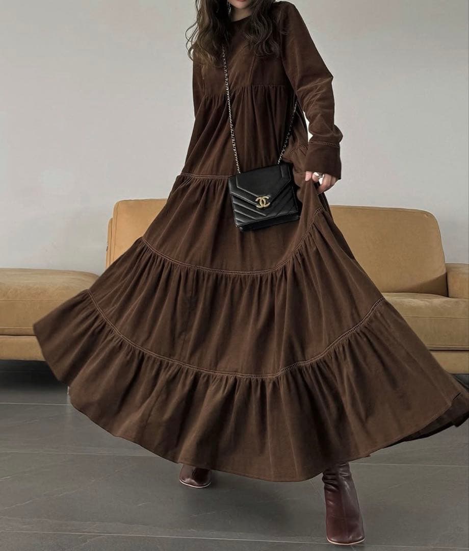 ワンピース willfully corduroy 2way tiered OP