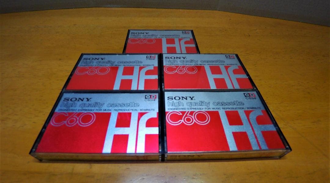 使用品内容消去済：SONYのＣ６０ＨＦカセットテープ５ケース