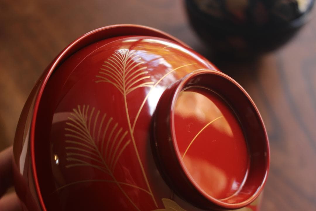 デッドストック！極上秋草蒔絵の美しい夫婦椀（検輪島塗蒔絵椀雑煮椀