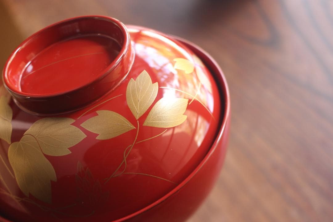 デッドストック！極上秋草蒔絵の美しい夫婦椀（検輪島塗蒔絵椀雑煮椀