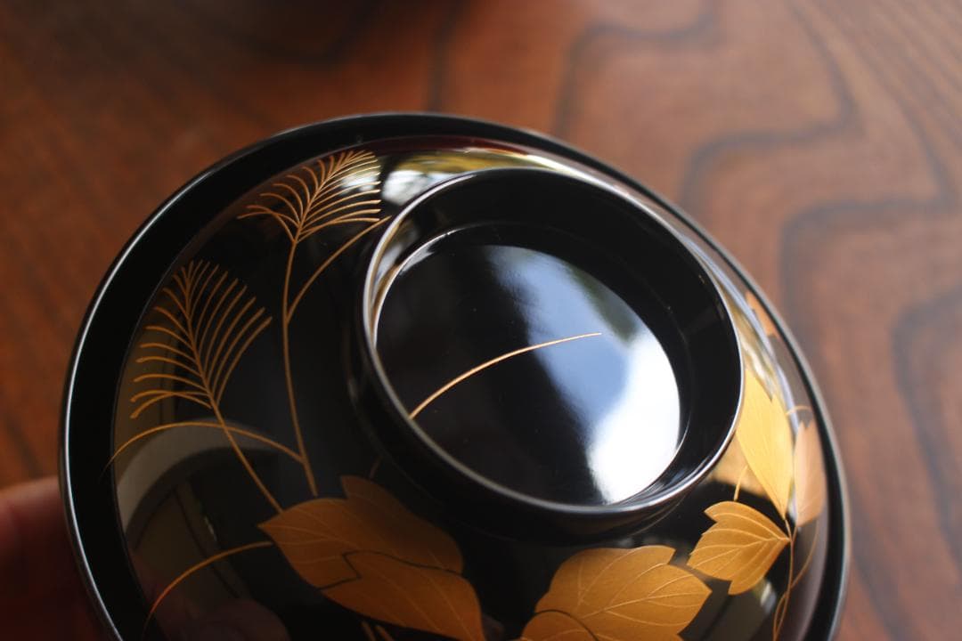 デッドストック！極上秋草蒔絵の美しい夫婦椀（検輪島塗蒔絵椀雑煮椀