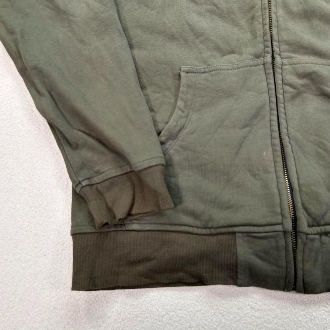 【KON-JAKU】首元フルジップパーカー　今昔　和柄　カーキ　XL