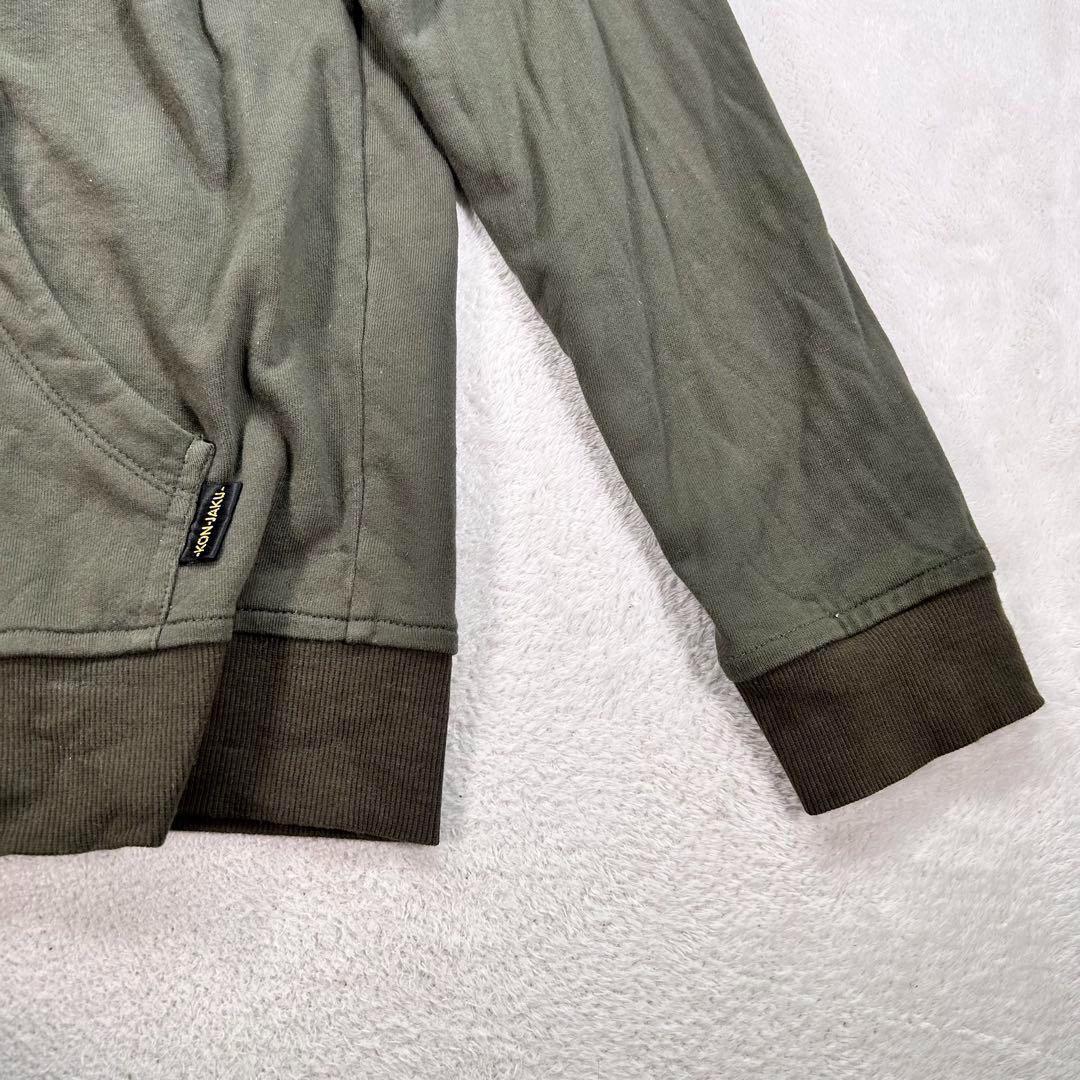 【KON-JAKU】首元フルジップパーカー　今昔　和柄　カーキ　XL