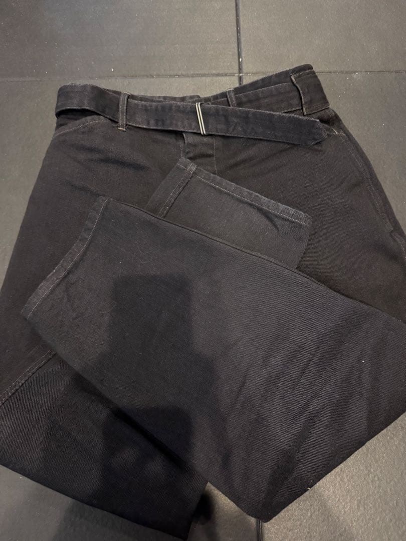 26SS COMOLI BLACK DENIMブラックデニム ベルテッドパンツ