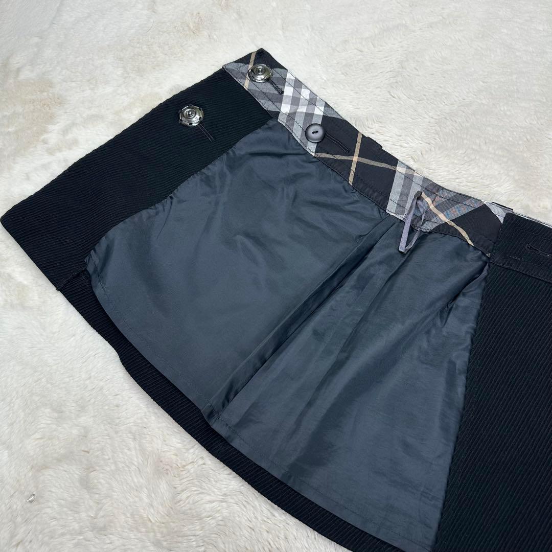 ✨美品✨バーバリーブルーレーベル ラップスカート 黒 ノバチェック ホース刺繍