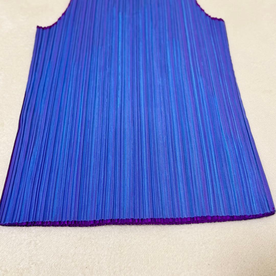 極美品✨PLEATS PLEASE プリーツ　ノースリーブ　バイカラー　青　紫