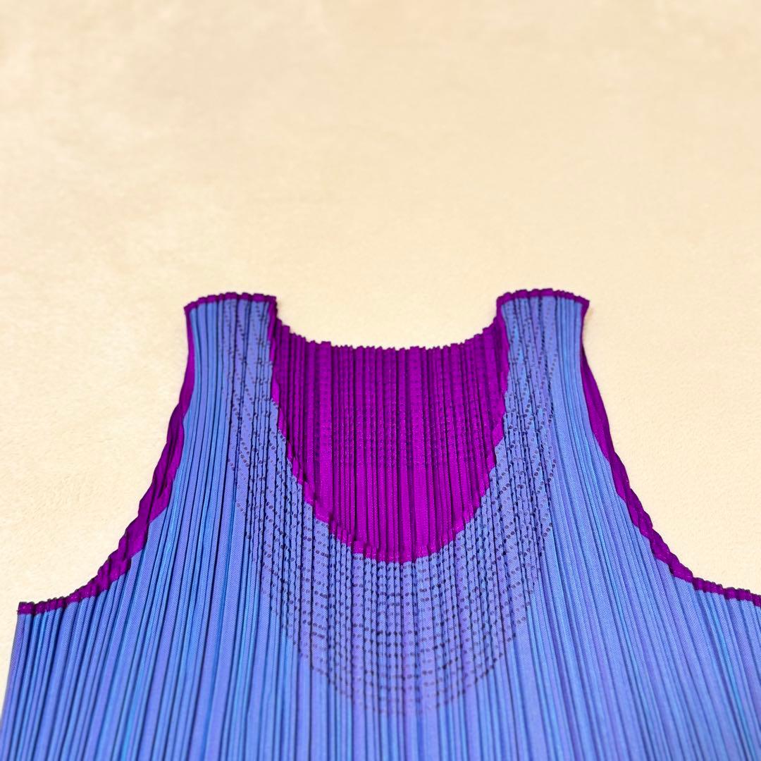 極美品✨PLEATS PLEASE プリーツ　ノースリーブ　バイカラー　青　紫