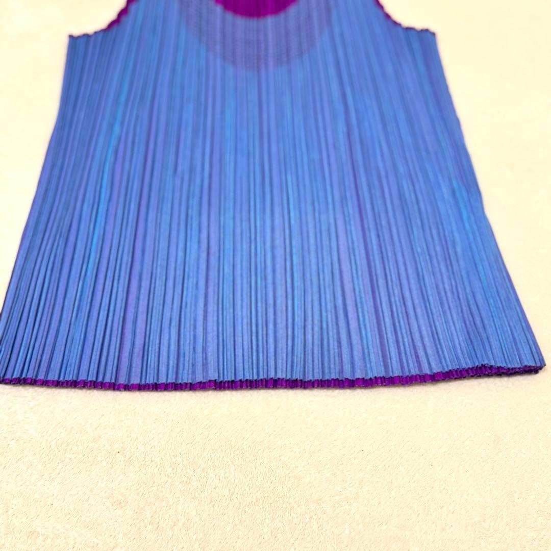 極美品✨PLEATS PLEASE プリーツ　ノースリーブ　バイカラー　青　紫