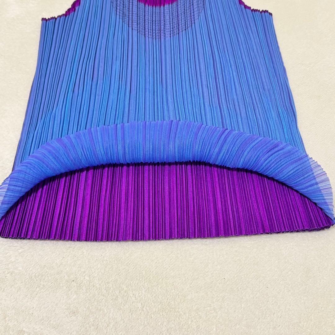 極美品✨PLEATS PLEASE プリーツ　ノースリーブ　バイカラー　青　紫