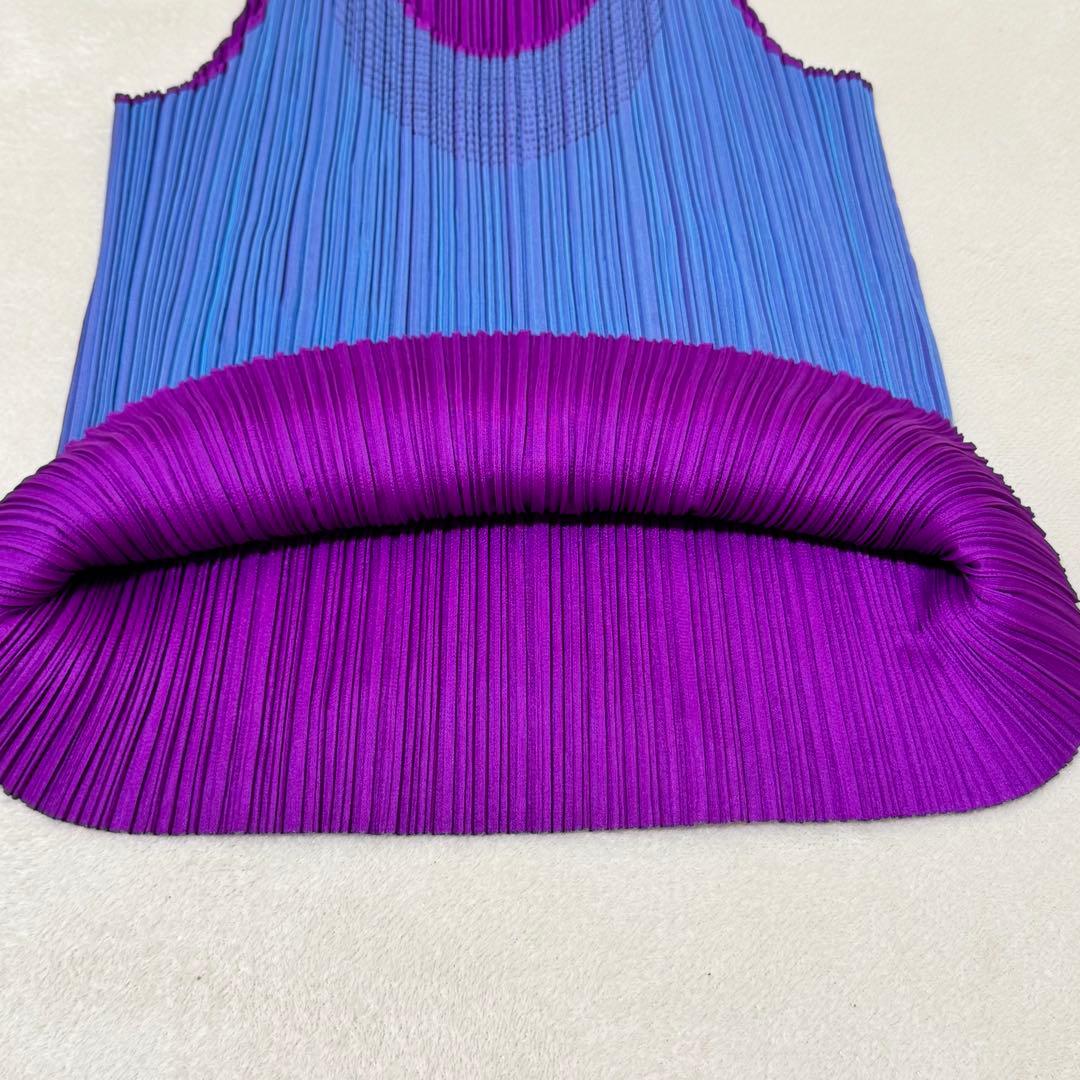 極美品✨PLEATS PLEASE プリーツ　ノースリーブ　バイカラー　青　紫