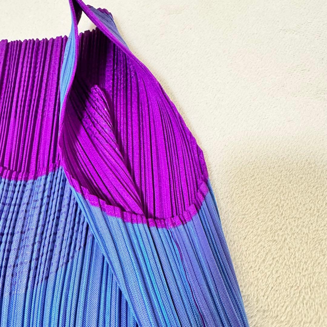 極美品✨PLEATS PLEASE プリーツ　ノースリーブ　バイカラー　青　紫