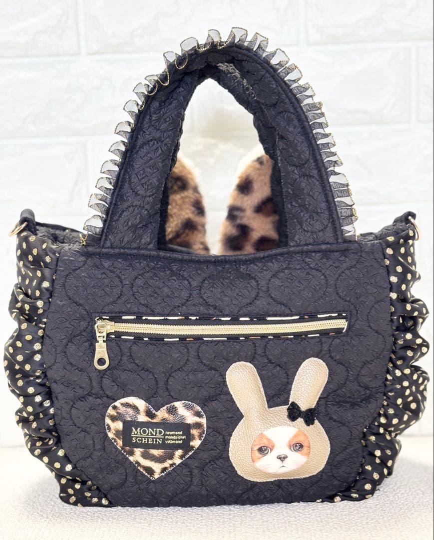 あ*こ様 コヤンイサムチョン　ハンドメイド　ギャザーバッグ　アンコちゃん　黒