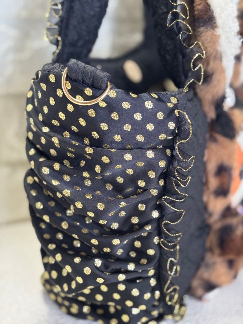 あ*こ様 コヤンイサムチョン　ハンドメイド　ギャザーバッグ　アンコちゃん　黒