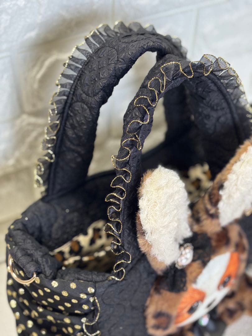 あ*こ様 コヤンイサムチョン　ハンドメイド　ギャザーバッグ　アンコちゃん　黒