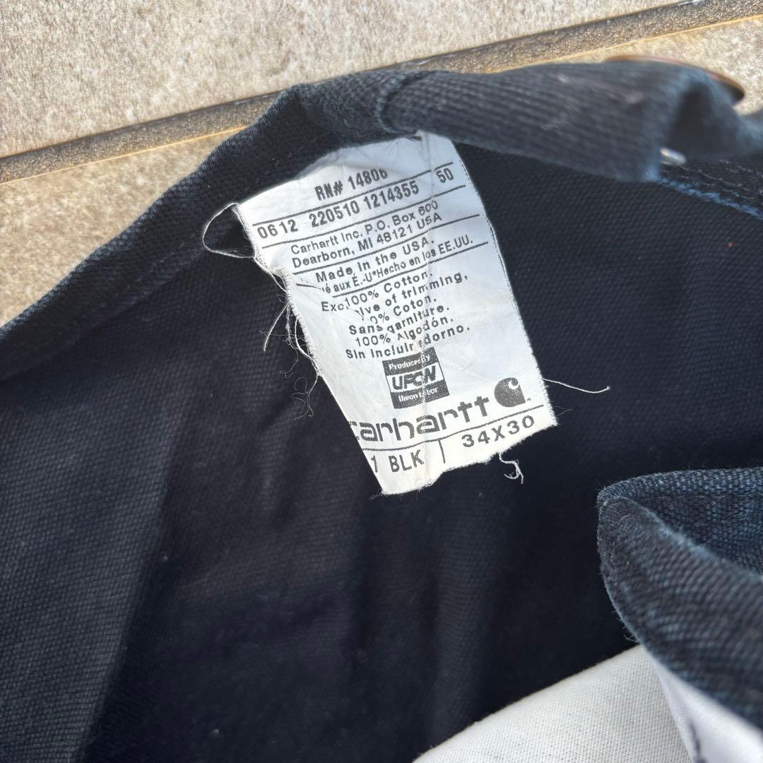 希少USA製 カーハート ダブルニー オーバーオール ブラック W34 ダック