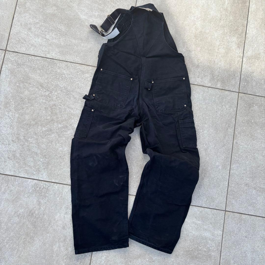希少USA製 カーハート ダブルニー オーバーオール ブラック W34 ダック