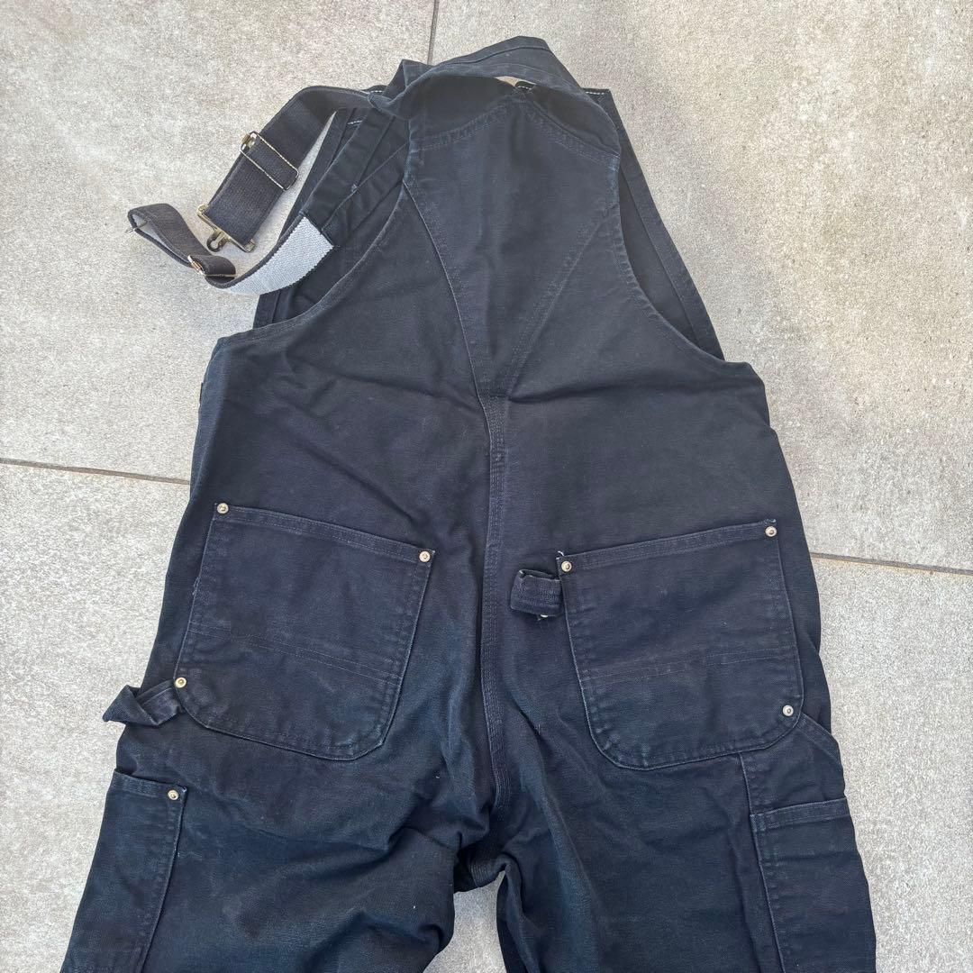 希少USA製 カーハート ダブルニー オーバーオール ブラック W34 ダック