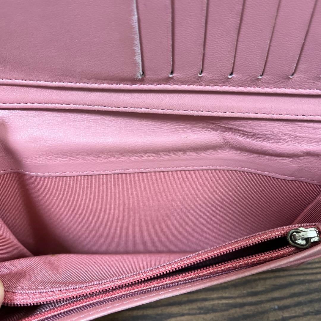 CHANEL キルティング 長財布 ピンク　ラムスキン