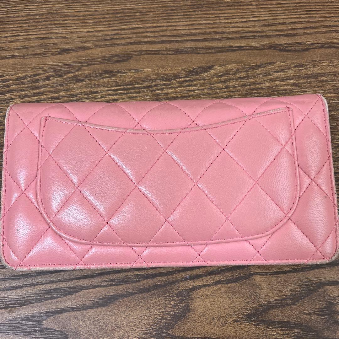 CHANEL キルティング 長財布 ピンク　ラムスキン