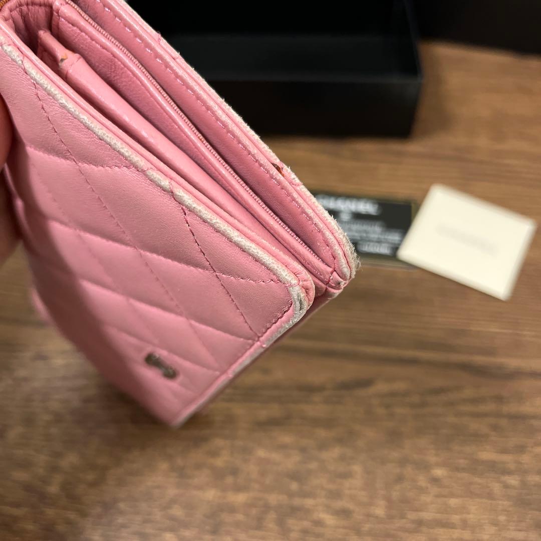 CHANEL キルティング 長財布 ピンク　ラムスキン