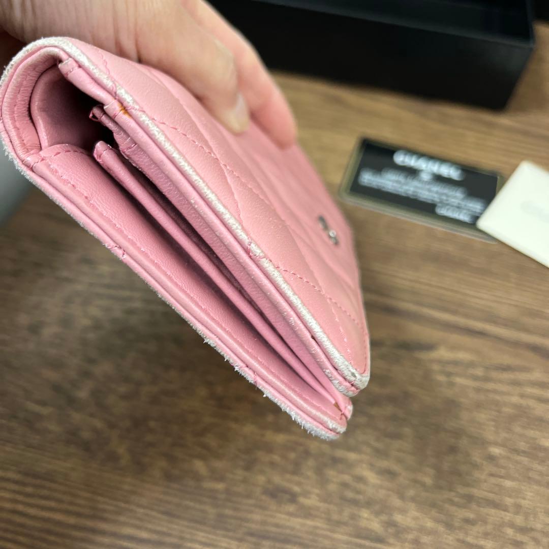 CHANEL キルティング 長財布 ピンク　ラムスキン