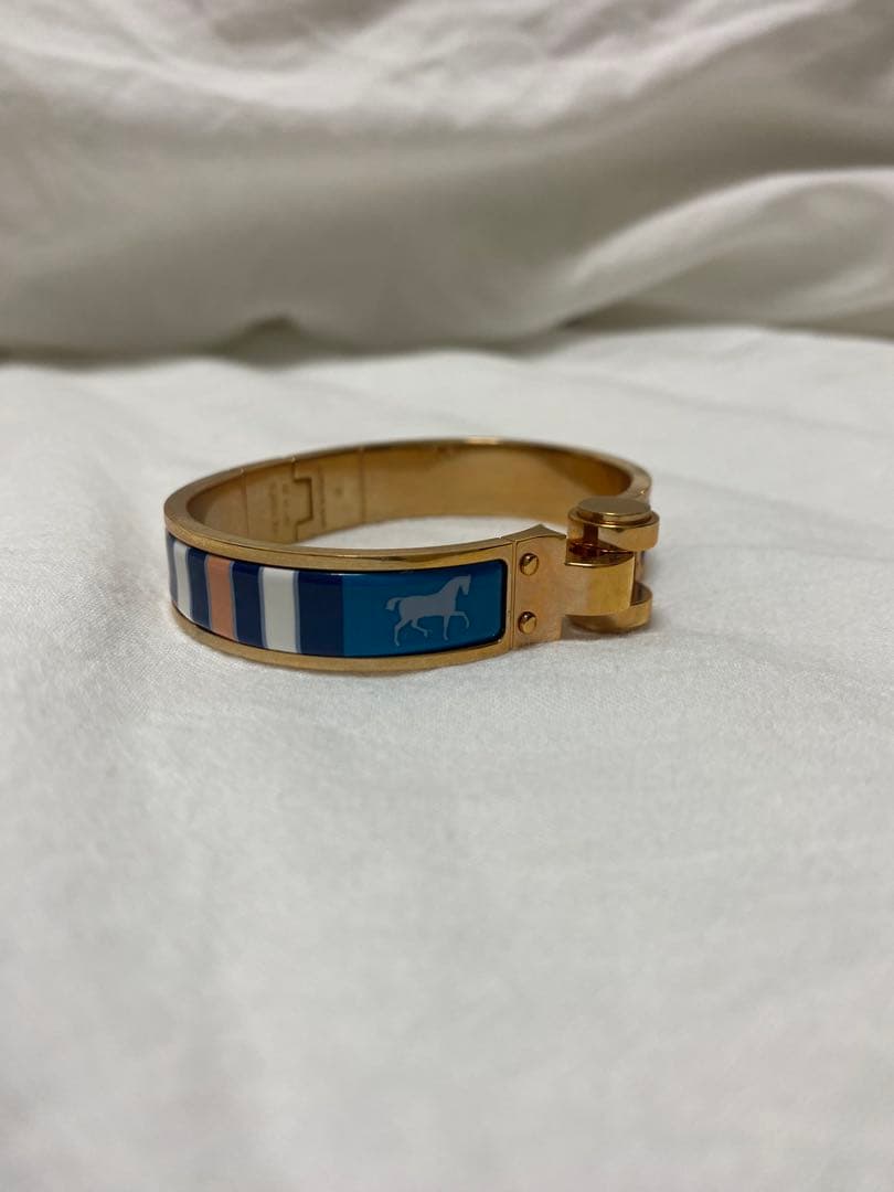 HERMES(エルメス) シャルニエール バングル ブレスレット ゴールドブルー