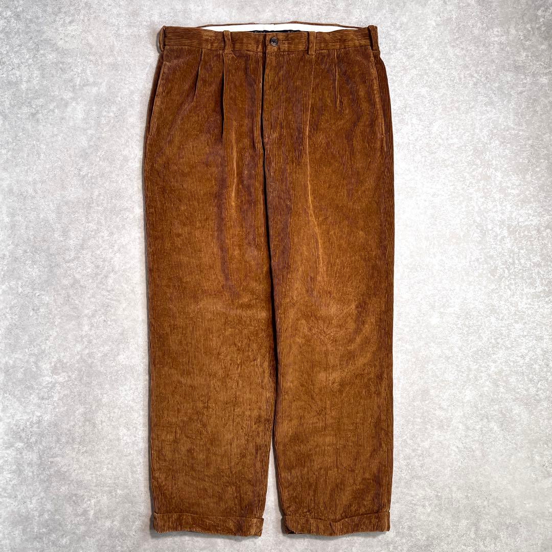 【美品】ブルックスブラザーズ 太畝コーデュロイパンツ ワイド ブラウン36/30