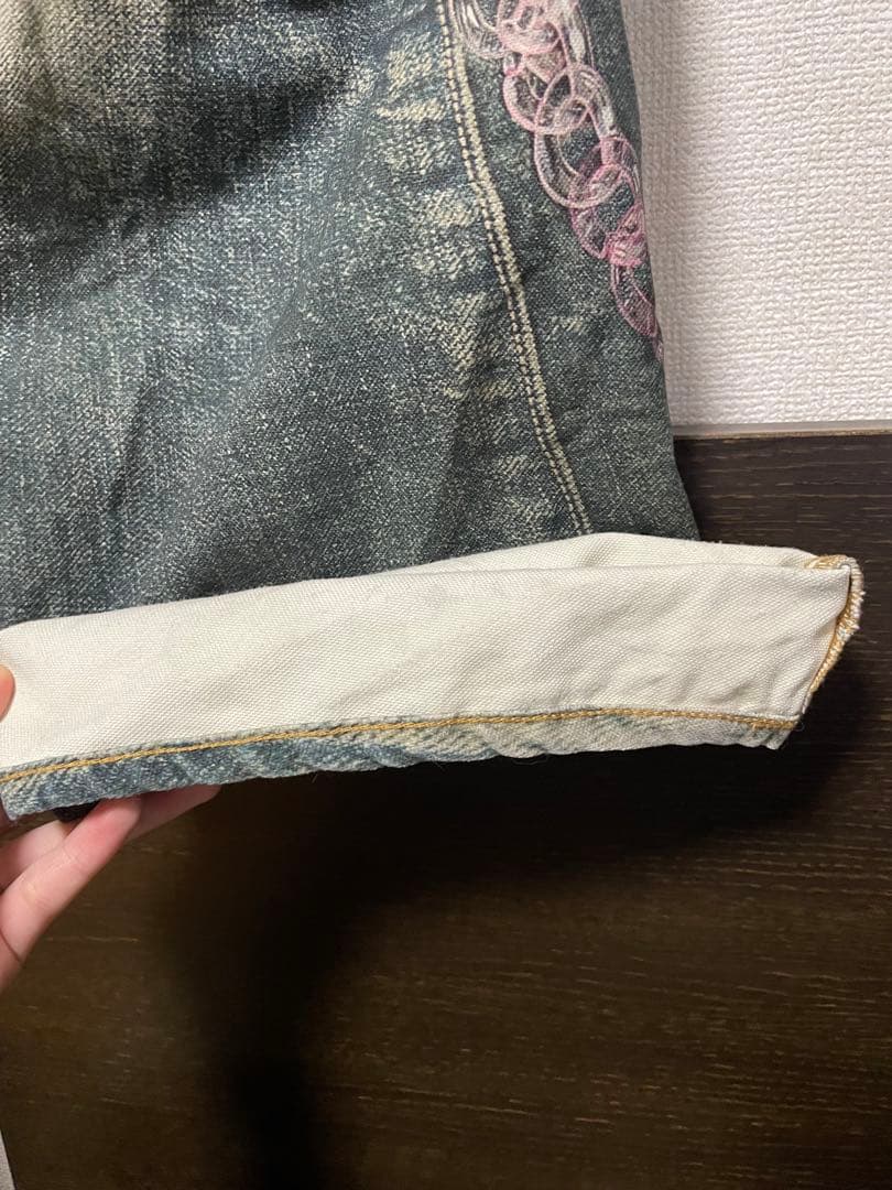 ACNE STUDIOS トロンプルイユキーチェーンプリントデニムパンツ デニム