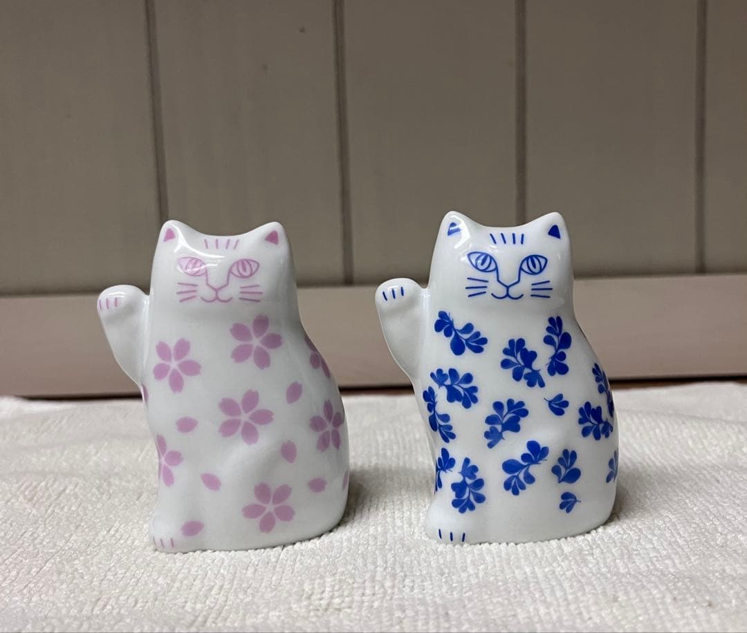 リサラーソン　まねくねこ　小　ブルー　ピンク