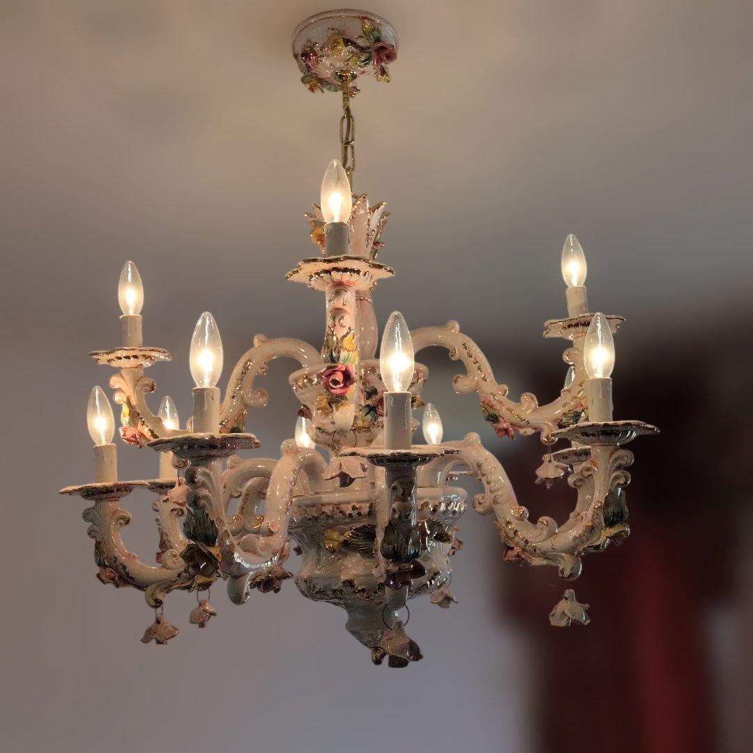 フラワーモチーフ 8灯シャンデリア